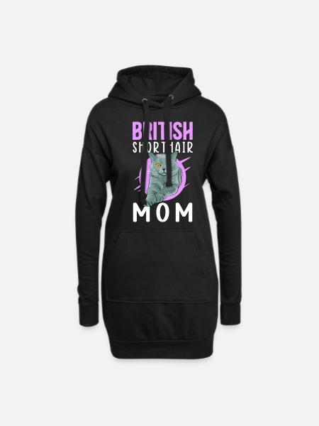 Britisch Kurzhaar Mom British Shorthair Geschenk - Hoodie-Kleid - Schwarz