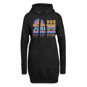 Salutations d’anniversaire juin 1985 - Sweat-shirt à capuche long Femme - noir - Devant