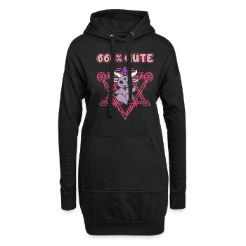 666% Mignon kawaii Satanic Goth - Sweat-shirt à capuche long Femme - noir - Devant