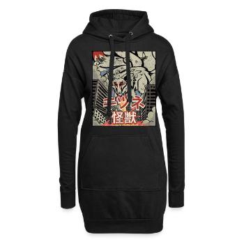 Kaiju Kitsune Neunschwänziger Fuchs Kanagawa Welle - Hoodie-Kleid - Schwarz - Vorne