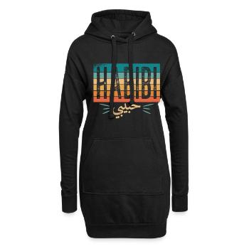 arabische Schrift Habibi Geschenkidee auf arabisch - Hoodie-Kleid - Schwarz - Vorne