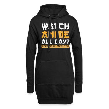 Anime Watch Anime all day - Hoodie-Kleid - Schwarz - Vorne