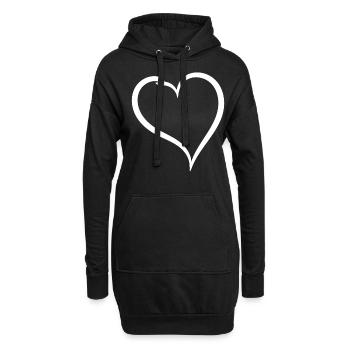 Cœur Blanc Simple - Sweat-shirt à capuche long Femme - noir - Devant