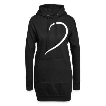 Demi-cœur blanc - Sweat-shirt à capuche long Femme - noir - Devant