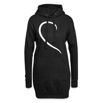 Demi-cœur blanc - Sweat-shirt à capuche long Femme - noir - Devant