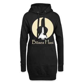Böses Hasi mit bösem Mittelfinger Hasen - Hoodie-Kleid - Schwarz - Vorne