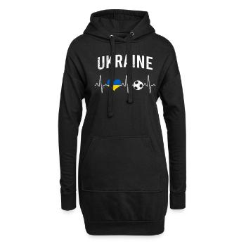 Ukraine Fußball Herzschlag - Hoodie-Kleid - Schwarz - Vorne