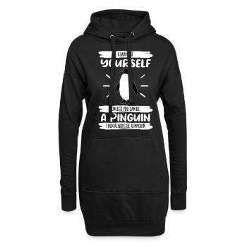 Pingouin sois toujours toi-même en disant cadeau - Sweat-shirt à capuche long Femme - noir - Devant