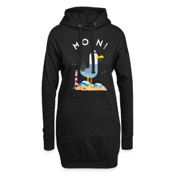 Moin Möwe Capitaine Allemagne du Nord Bas-Allemand - Sweat-shirt à capuche long Femme - noir - Devant