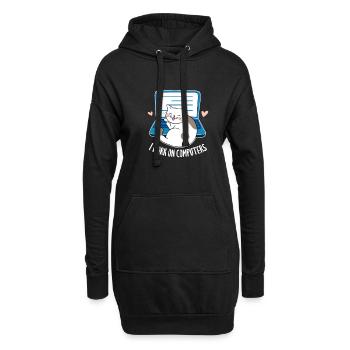 Computer - Hoodie Dress - black - Front