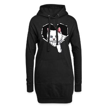Katze Riss zerissenes Loch Herz Katzen - Hoodie-Kleid - Schwarz - Vorne