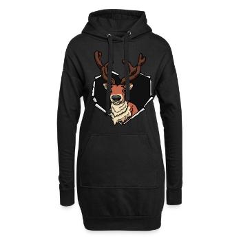 Reindeer Crack Torn Hole Heart Reindeer Face - Sweat-shirt à capuche long Femme - noir - Devant