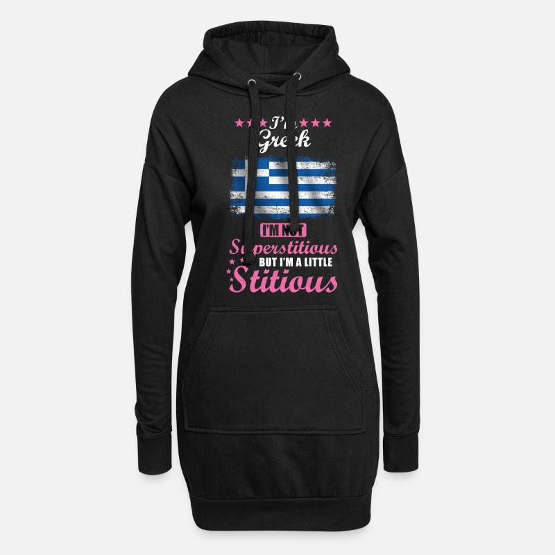 Griechin Frau Superstitious Stitious - Hoodie-Kleid - Schwarz
