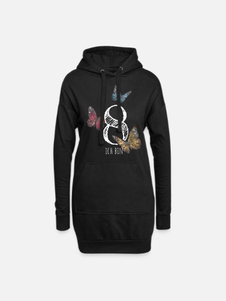 Achter Geburtstag 8. Geburtstagshirt - Hoodie-Kleid - Schwarz