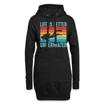 Life Is Better Underwater - Ocean Sea Free Diving - Hoodie-Kleid - Schwarz - Vorne