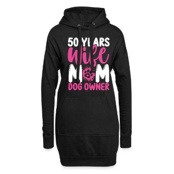 Femme de 50 ans Maman Propriétaire de chien 50e anniversaire - Sweat-shirt à capuche long Femme - noir - Devant
