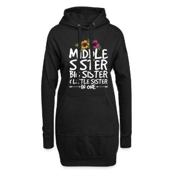 Geschwister Zitat für die mittlere Schwester - Hoodie-Kleid - Schwarz - Vorne