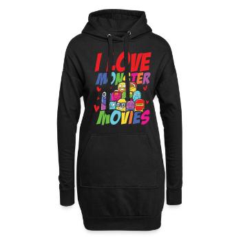 I Love Monster Movies - Hoodie-Kleid - Schwarz - Vorne