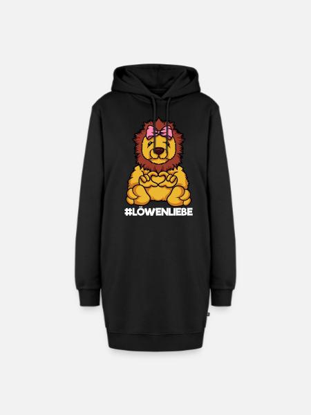 Löwenliebe Löwenmama Löwe Mama Herz - Hoodie-Kleid - Schwarz