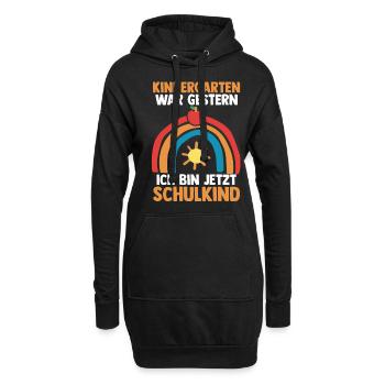 Schulkind Schüler Regenbogen Einschulung Schulanfa - Hoodie-Kleid - Schwarz - Vorne