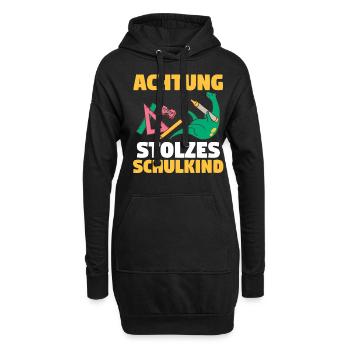 Dinosaurier Schulkind Schüler Schulanfang Einschul - Hoodie-Kleid - Schwarz - Vorne