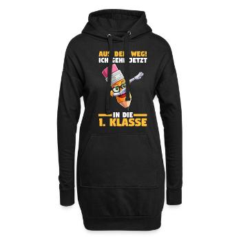 Schulkind 1 Klasse Schüler Schulanfang Einschulung - Hoodie-Kleid - Schwarz - Vorne