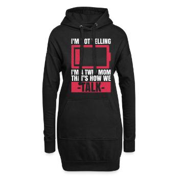 Mom of 2 Design für eine Mutter von Zwillingen - Hoodie-Kleid - Schwarz - Vorne