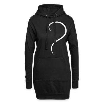 Design demi-cœur blanc - Sweat-shirt à capuche long Femme - noir - Devant