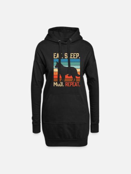 Eat sleep Mudi Repeat - Hoodie-Kleid - Schwarz