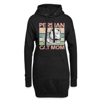 Chat persan chat maman | Cadeau de propriétaire de chat - Sweat-shirt à capuche long Femme - noir - Devant
