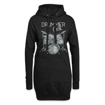 Drummer Girl Schlagzeugerin Trommlerin - Hoodie-Kleid - Schwarz - Vorne