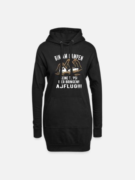 Bin am Campen Wohnwagen - Hoodie-Kleid - Schwarz