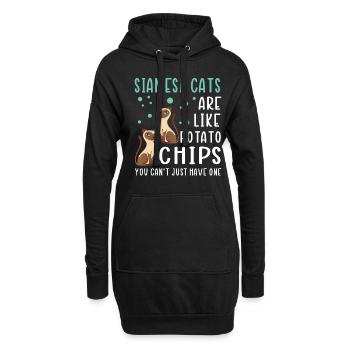 Siamkatze Katzen Katzenbesitzer - Hoodie-Kleid - Schwarz - Vorne