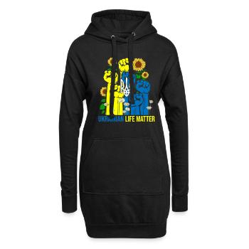 Ukrainian Life Matter Ukraine Fleurs - Sweat-shirt à capuche long Femme - noir - Devant