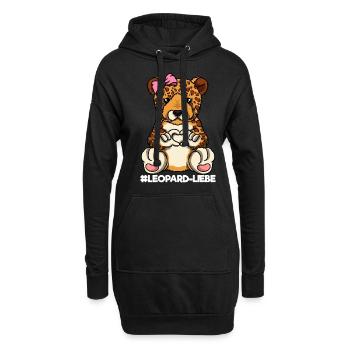 Leopardenliebe Leopardenmama Leopard Mama Herz - Hoodie-Kleid - Schwarz - Vorne