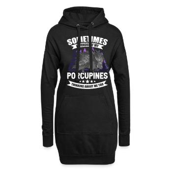 Porcs-épics - Sweat-shirt à capuche long Femme - noir - Devant
