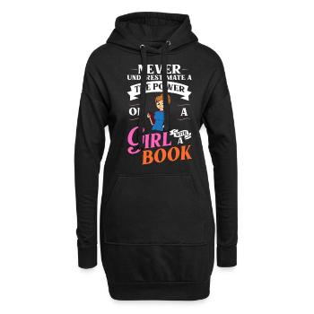 Book Girls Read Women Bookworm Bibliothécaire - Sweat-shirt à capuche long Femme - noir - Devant