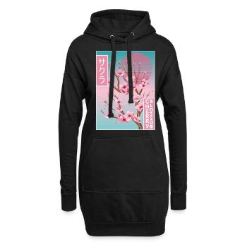 Sakura Kirschblüte Vaporwave Ästhetisches Geschenk - Hoodie-Kleid - Schwarz - Vorne