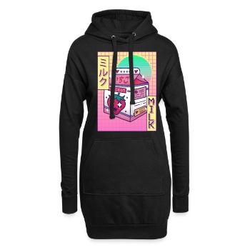 Kawaii Strawberry Milk Vaporwave Ästhetisches Gesc - Hoodie-Kleid - Schwarz - Vorne