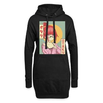 Otaku Anime Mädchen Japanisch Vaporwave Ästhetisch - Hoodie-Kleid - Schwarz - Vorne