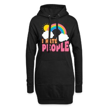 I Hate People Introvert People - Hoodie-Kleid - Schwarz - Vorne