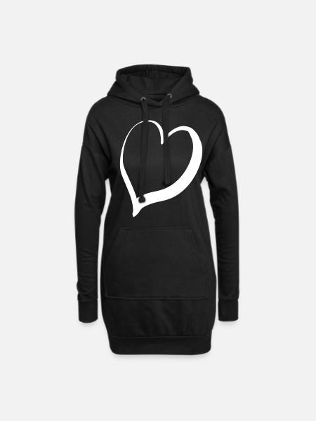 Great White Heart - Hoodie Dress - black