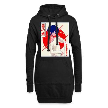 Femboy Anime Junge Vaporwave Ästhetisches Geschenk - Hoodie-Kleid - Schwarz - Vorne