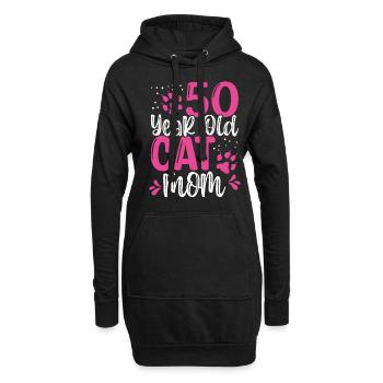 50 Year Old Cat Mom Paw Cat Mother 50th Birthday - Hoodie Dress - black - Front