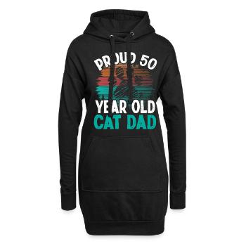 50th Birthday Cat Father Kitty 50 Year Old Cat Dad - Hoodie Dress - black - Front