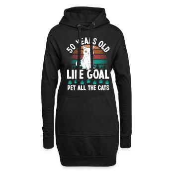 Chat de 50 ans Papa Animal de compagnie Chat Maman 50e anniversaire - Sweat-shirt à capuche long Femme - noir - Devant