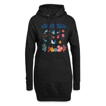 Herz gehört Ichthyologe Meeresbiologe Meer - Hoodie-Kleid - Schwarz - Vorne