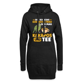 Ich mag Kakapos und Tee Papagei - Hoodie-Kleid - Schwarz - Vorne
