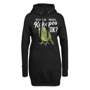 Ich mag halt Kakapos Papagei - Hoodie-Kleid - Schwarz - Vorne