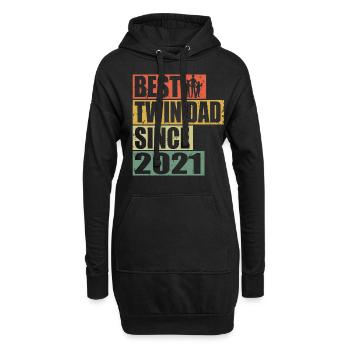 Zwillinge Vater Zwillingsvater seit 2021 - Hoodie-Kleid - Schwarz - Vorne
